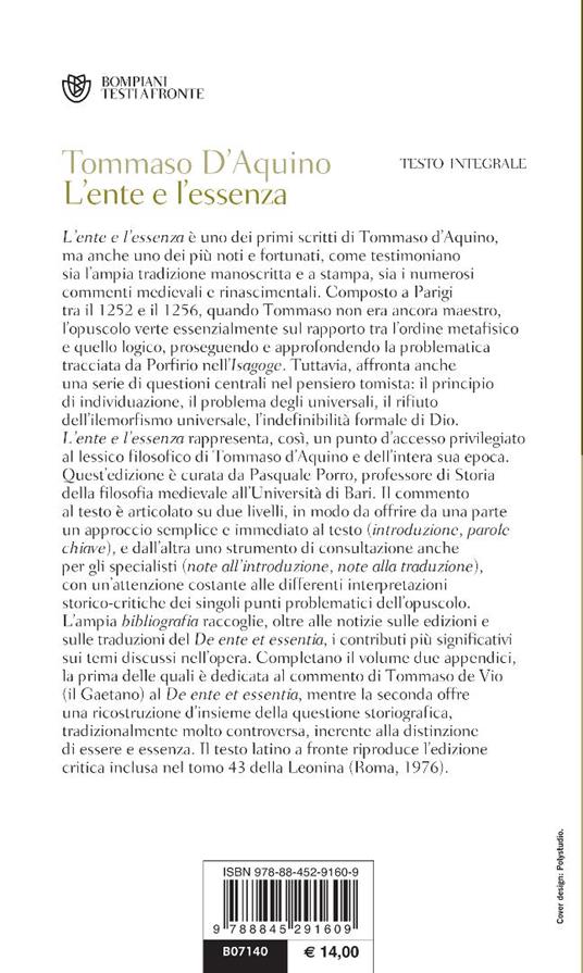 L'ente e l'essenza. Testo latino a fronte - d'Aquino (san) Tommaso - 4