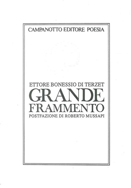 Grande frammento - Ettore Bonessio di Terzet - copertina