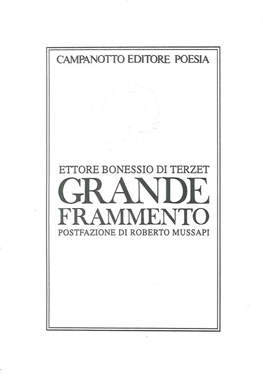 Grande frammento - Ettore Bonessio di Terzet - copertina