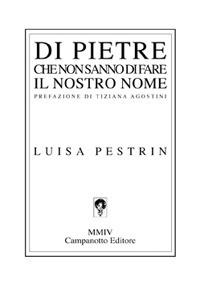Di pietre che non sanno di fare il nostro nome - Luisa Pestrin - copertina