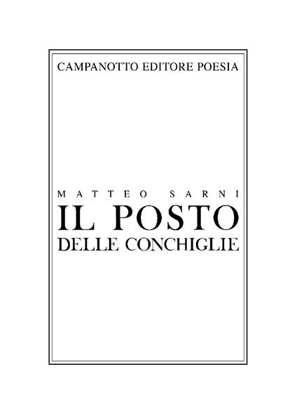 Il posto delle conchiglie - Matteo Sarni - copertina