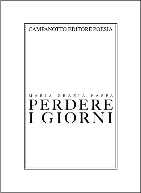 Perdere i giorni - Maria Grazia Nappa - copertina