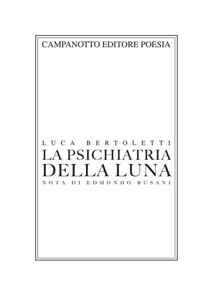 La psichiatria della luna - Luca Bertoletti - copertina