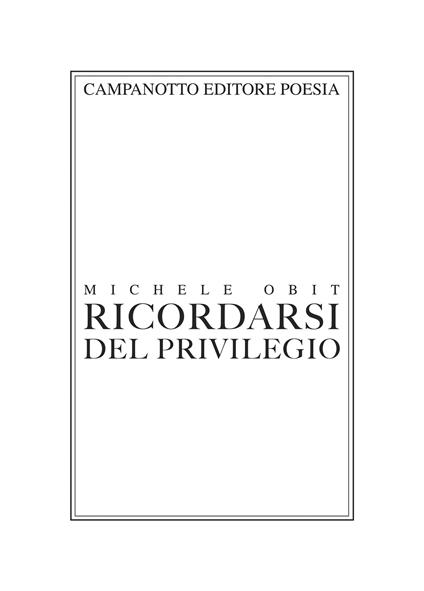 Ricordarsi del privilegio - Michele Obit - copertina