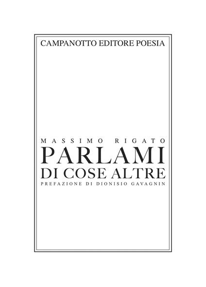 Parlami di cose altre - Massimo Rigato - copertina