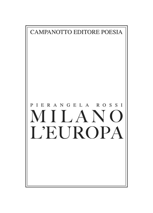 Milano, l’Europa - Pierangela Rossi - copertina