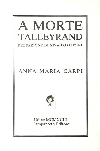 A morte Talleyrand - Anna Maria Carpi - copertina