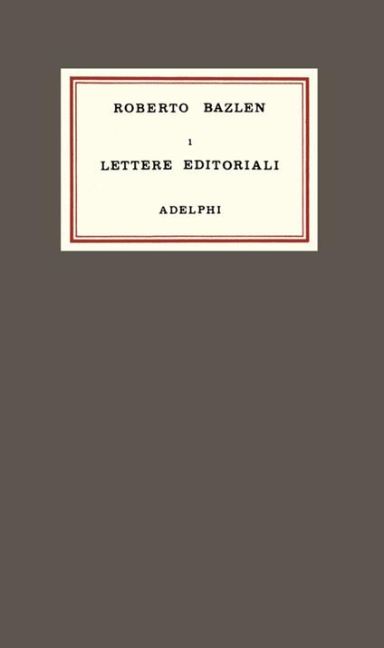 Lettere editoriali - Roberto Bazlen - copertina