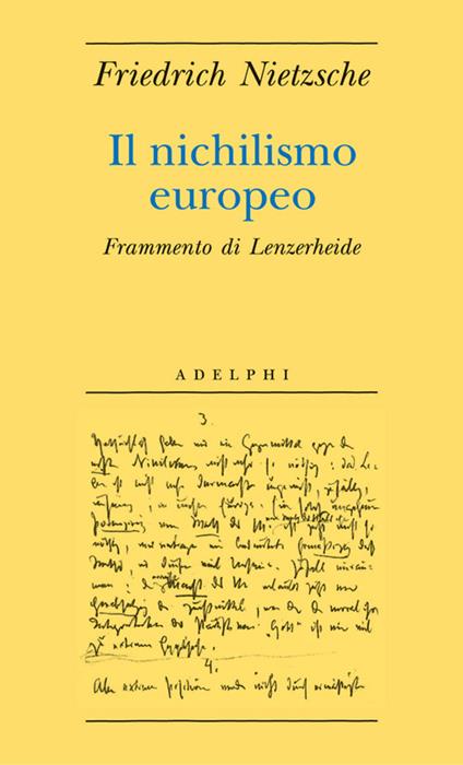Il nichilismo europeo. Frammento di Lenzerheide - Friedrich Nietzsche - copertina