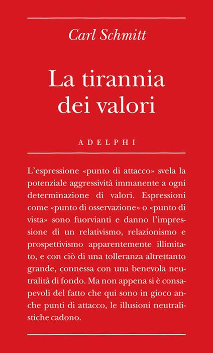 La tirannia dei valori - Carl Schmitt - copertina