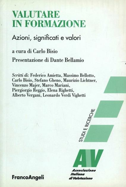 Valutare in formazione. Azioni, significati e valori - copertina