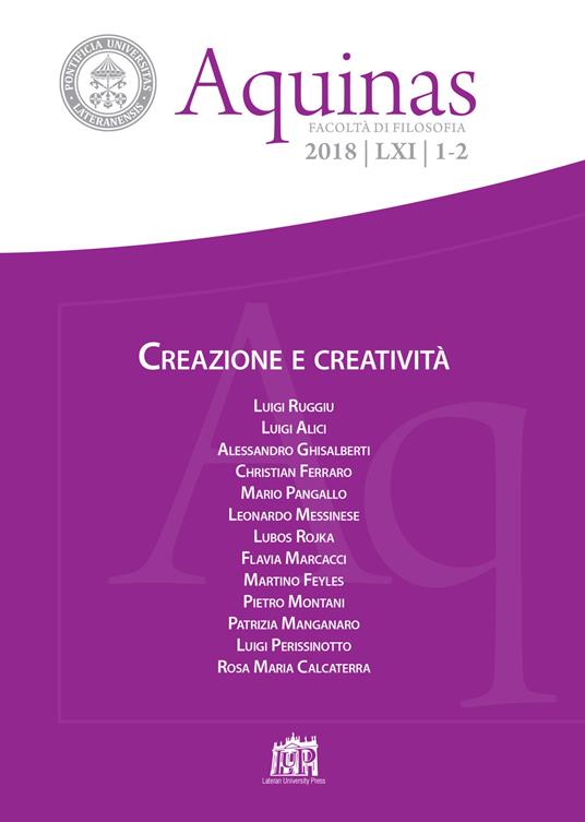 Aquinas. Rivista internazionale di filosofia (2018). Vol. 1-2: Creazione e creatività. - copertina