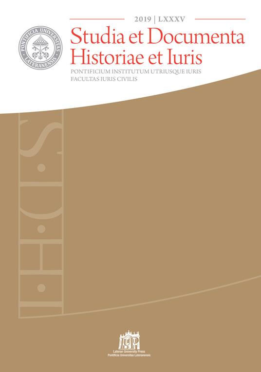 Studia et documenta historiae et iuris (2019). Vol. 85 - copertina