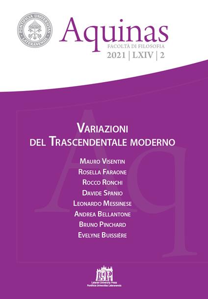 Aquinas. Rivista internazionale di filosofia (2021). Vol. 2: Variazioni del Trascendentale moderno. - copertina