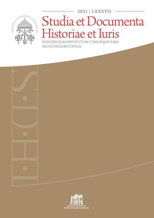 Studia et documenta historiae et iuris (2021). Vol. 87 - copertina