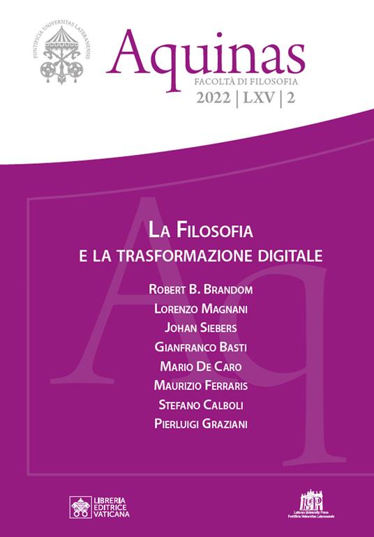 Aquinas. Rivista internazionale di filosofia (2022). Vol. 2: La filosofia e la trasformazione digitale - copertina