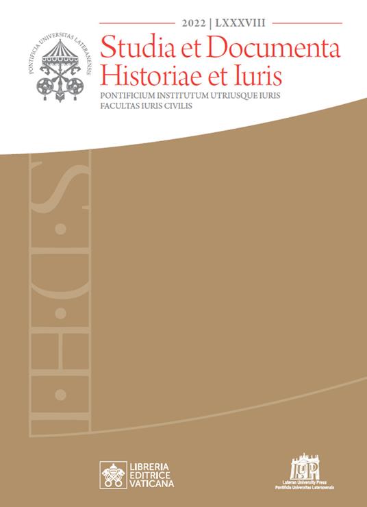 Studia et documenta historiae et iuris (2022). Vol. 88 - copertina