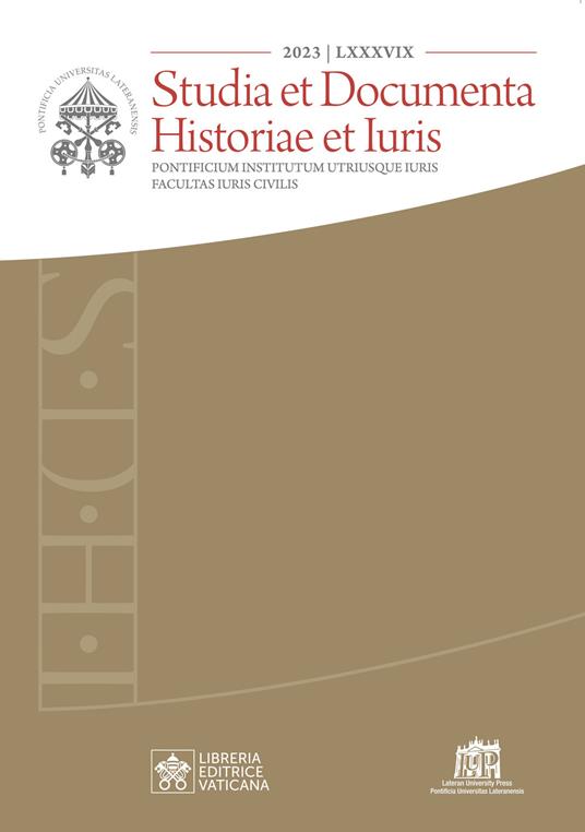 Studia et documenta historiae et iuris (2023). Vol. 89 - copertina