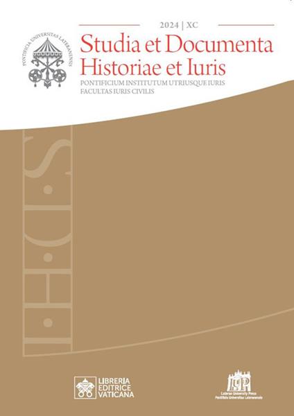 Studia et documenta historiae et iuris (2024). Vol. 90 - copertina
