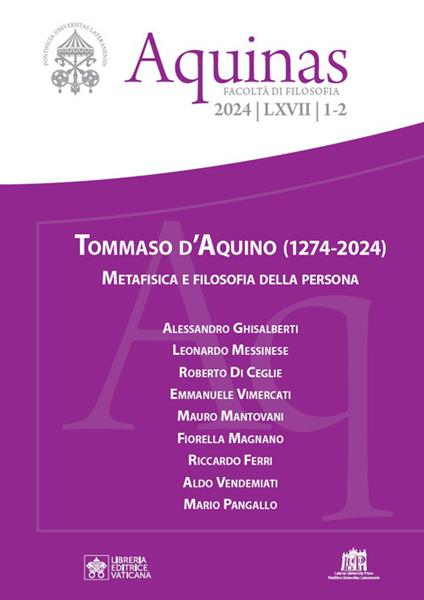 Aquinas (2024). Vol. 1-2: Tommaso D'Aquino. Metafisica e filosofia della persona - copertina