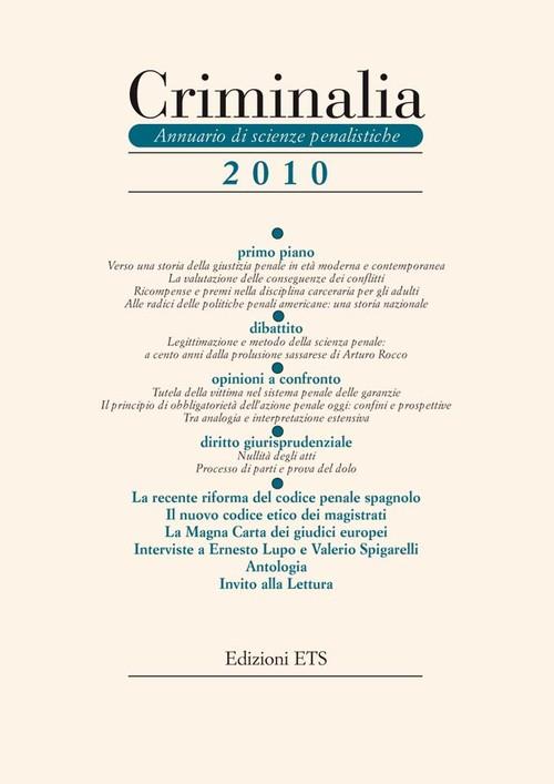 Criminalia. Annuario di scienze penalistiche. Vol. 5 - copertina