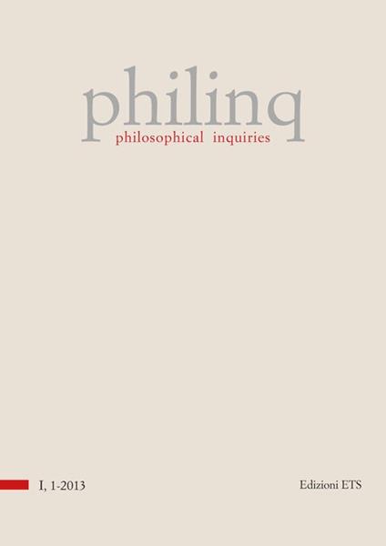Philinq. Philosophical inquiries (2013). Vol. 1 - copertina