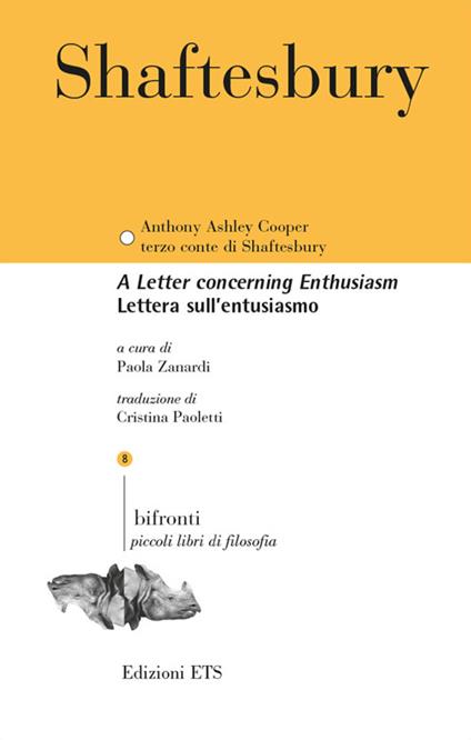 Lettera sull'entusiasmo. Testo inglese a fronte - Anthony Shaftesbury - copertina