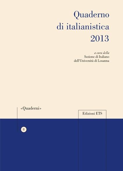 Quaderno di italianistica 2013 - copertina
