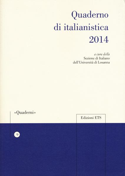 Quaderno di italianistica 2014 - copertina