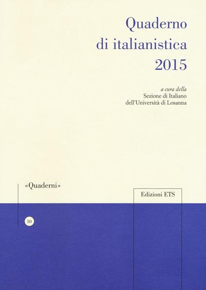 Quaderno di italianistica 2015 - copertina