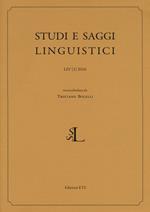 Studi e saggi linguistici (2016). Vol. 1