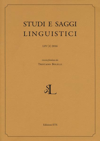 Studi e saggi linguistici (2016). Vol. 1 - copertina