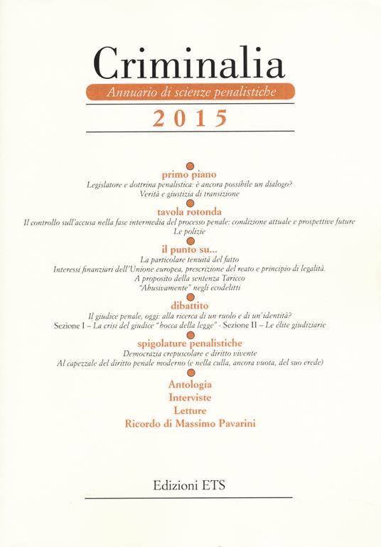Criminalia. Annuario di scienze penalistiche (2015) - copertina