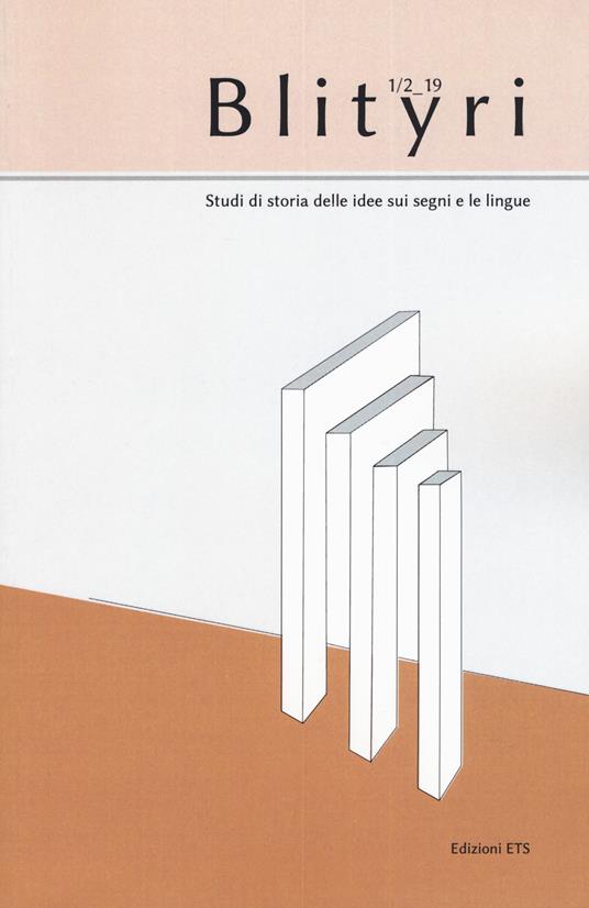 Blityri. Studi di storia delle idee sui segni e le lingue (2019). Vol. 1-2 - copertina