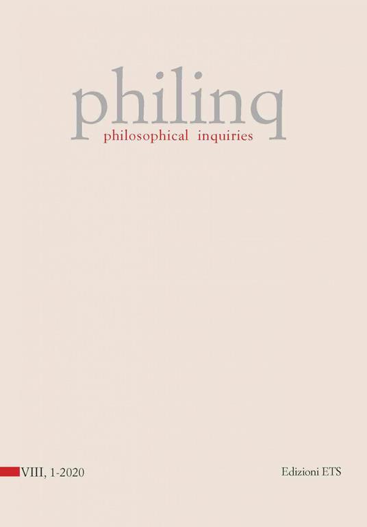 Philinq. Philosophical inquiries (2020). Vol. 1 - copertina
