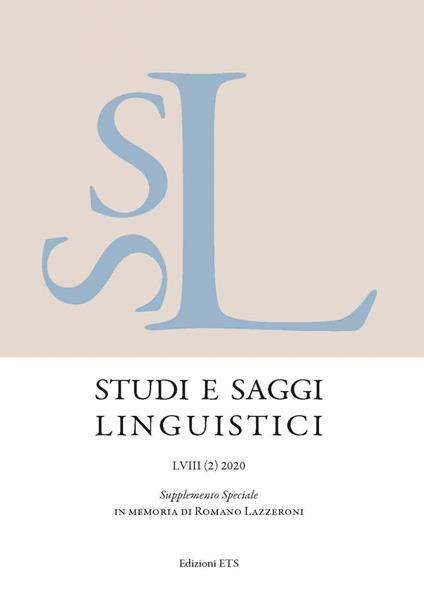 Studi e saggi linguistici. Supplemento speciale in memoria di Romano Lazzeroni (2020). Vol. 2 - copertina