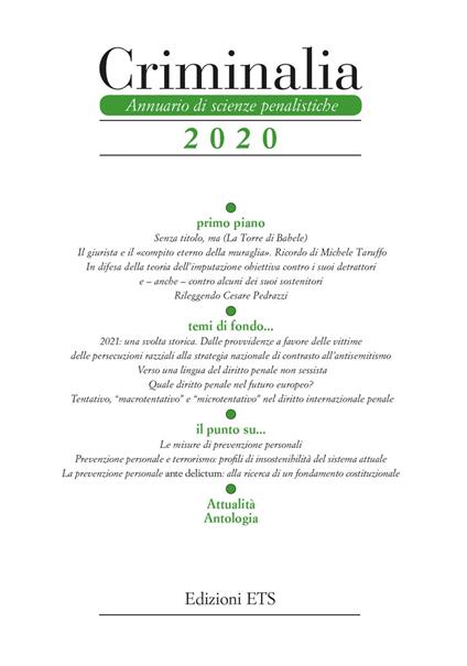 Criminalia. Annuario di scienze penalistiche (2020) - copertina