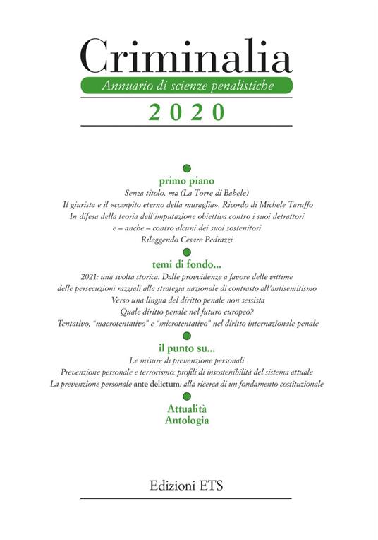 Criminalia. Annuario di scienze penalistiche (2020) - copertina