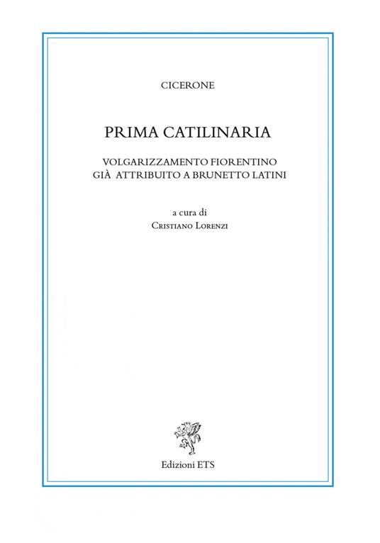 Prima catilinaria - copertina