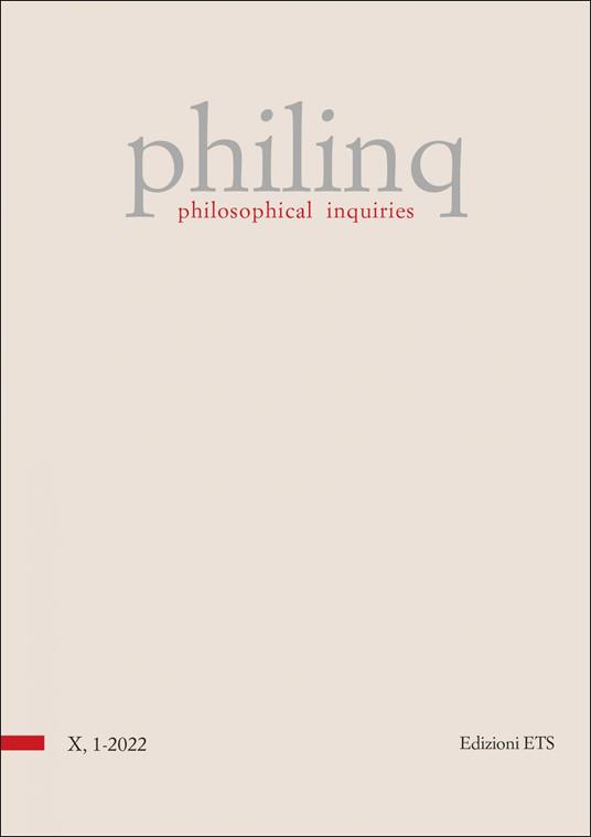 Philinq. Philosophical inquiries (2022). Vol. 1 - copertina