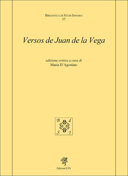 Versos de Juan de la Vega. Ediz. critica - copertina