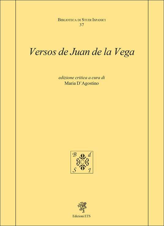 Versos de Juan de la Vega. Ediz. critica - copertina