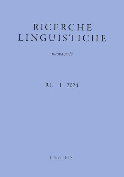 Ricerche linguistiche. Nuova serie (2024). Vol. 1 - copertina