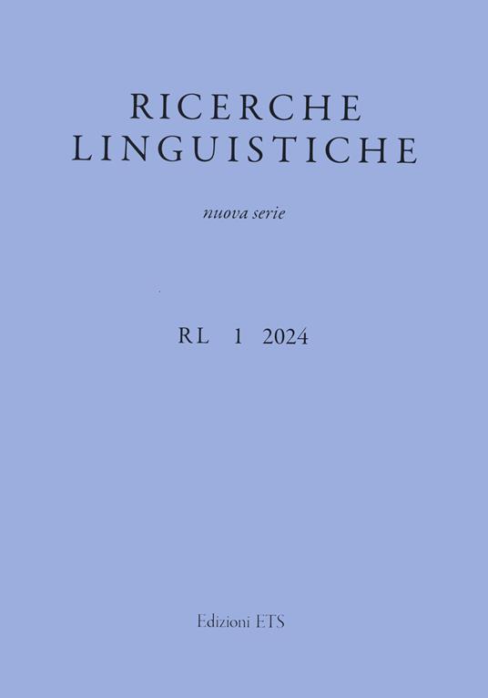 Ricerche linguistiche. Nuova serie (2024). Vol. 1 - copertina