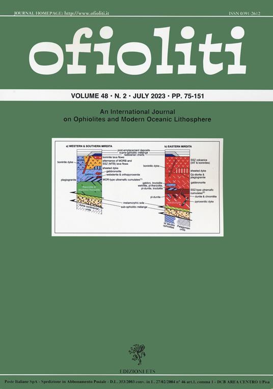 Ofioliti. An international journal on ophiolites and modern oceanic lithosphere (2023). Vol. 48/2 - copertina