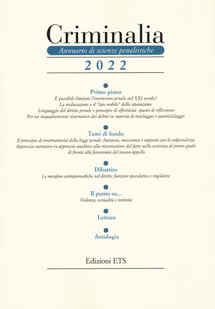 Criminalia. Annuario di scienze penalistiche (2022) - copertina