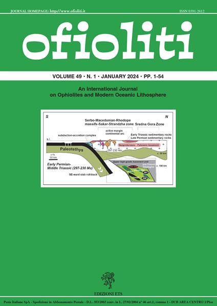 Ofioliti. An international journal on ophiolites and modern oceanic lithosphere (2024). Vol. 49/1 - copertina