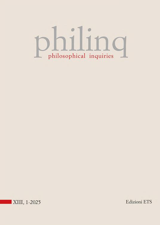 Philinq. Philosophical inquiries (2025). Vol. 1 - copertina