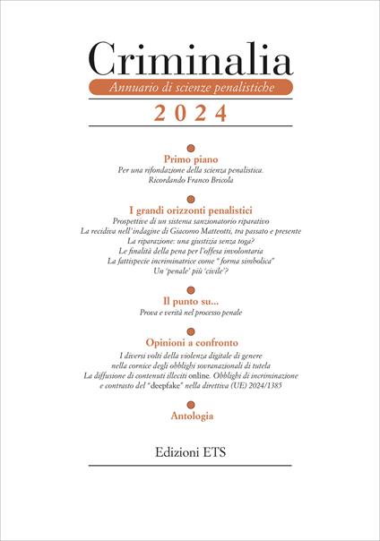 Criminalia. Annuario di scienze penalistiche (2024). Vol. 19 - copertina