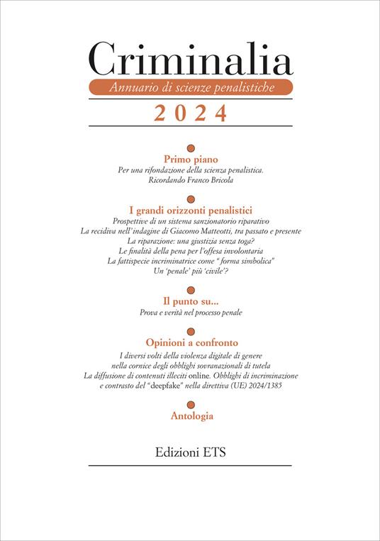 Criminalia. Annuario di scienze penalistiche (2024). Vol. 19 - copertina